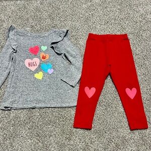 2T Cat & Jack Valentine’s Day Top & Leggings Set